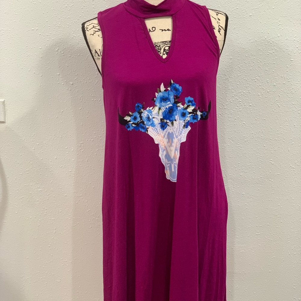 Fuchsia Long horn dress